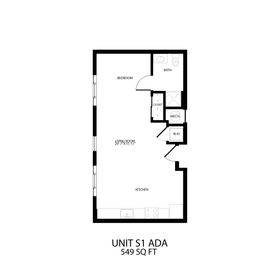 Floor Plan  S1A Floor Plan 549 Sq.Ft. at Alta Sloans Lake, Lakewood, 80214