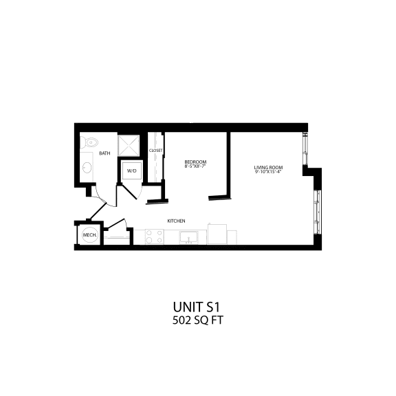 S1 Floor Plan 502 Sq.Ft. at Alta Sloans Lake, Lakewood, CO