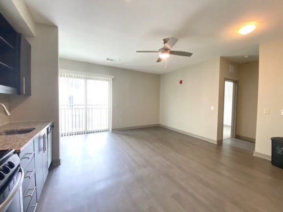 Living Room With Kitchen View Living Room With Kitchen View at Station 40, Nashville, TN, 37209
