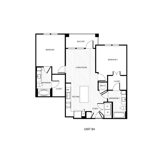 2 bed 2 bath floor plan at Alta Belleair, Clearwater, 33756