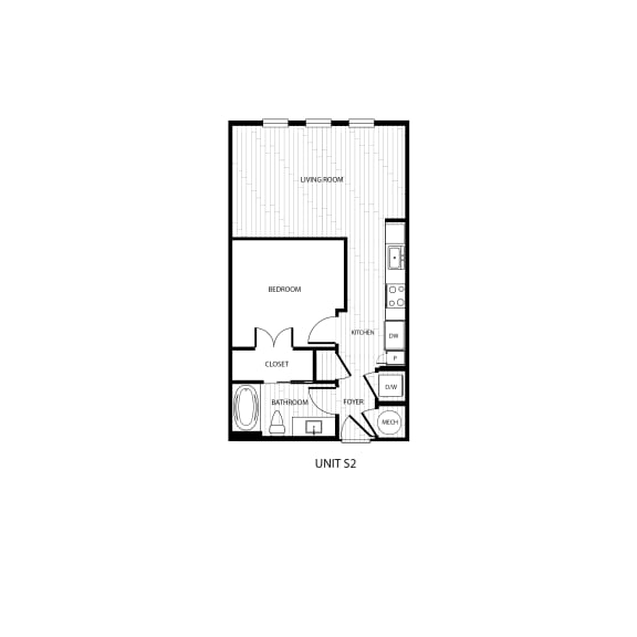 Studio floor plan A at Alta Belleair, Florida, 33756
