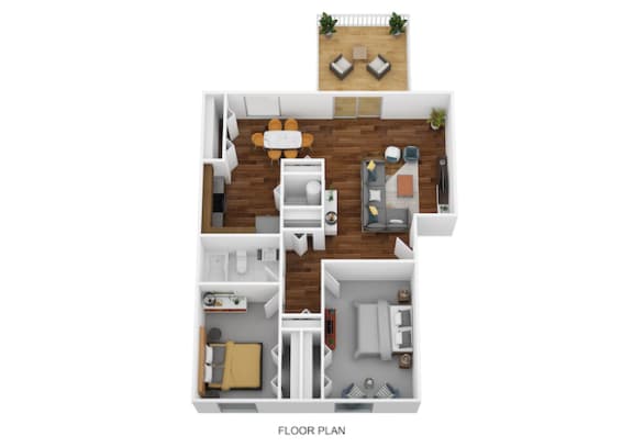 2 Bed Garden - North Floor Plan at Coldwater Flats, Evansville, IN, 47714