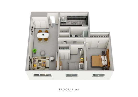 2 bedroom 1 bath floor plan A at Stonecrest Apartments, Columbus, Ohio
