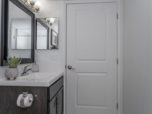 Bath vanity at Deerfield Crossing Apartments, Lebanon, OH