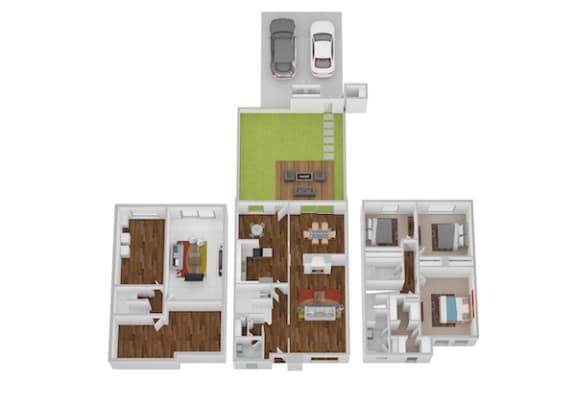 Lafayette I &amp; II Floor Plan at Indian Creek Apartments, Cincinnati, OH, 45236