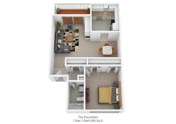 1 bedroom 1 bathroom floor plan  B at Harpers Point Apartments, Cincinnati, 45249