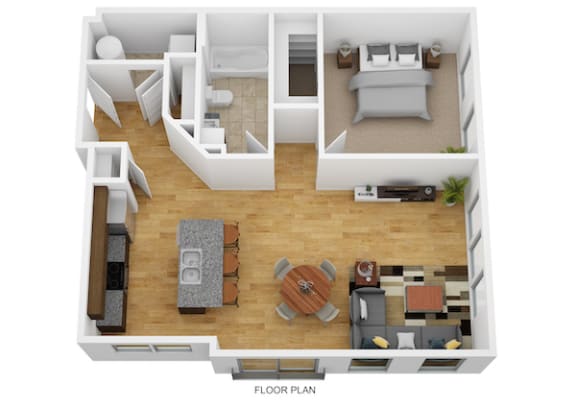 1 Bedroom H 1 Bath Floor Plan at Monmouth Row Apartments, Newport, 41071