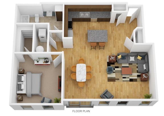 1 Bedroom F 1 Bath Floor Plan at Monmouth Row Apartments, Newport