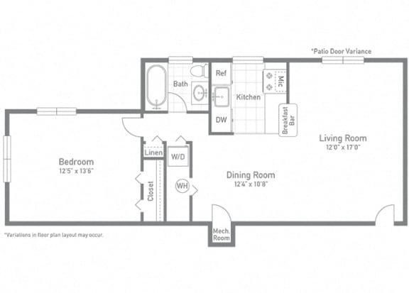One bedroom apartment for Bren Mar Apartments