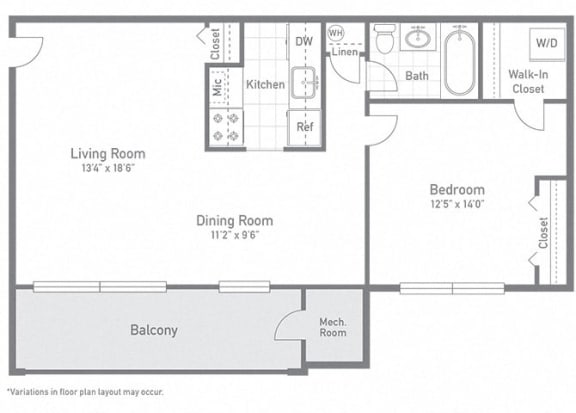 Burke Floor Plan at Gainsborough Court Apartments, Fairfax
