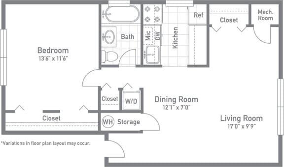 Washington Floor Plan at Gainsborough Court Apartments, Virginia