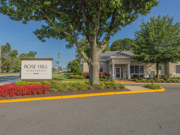 exterior view of sign for rose hill apartments at Rose Hill Apartments, Alexandria, VA, 22310