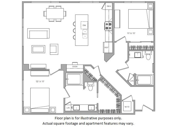1 Bed J Floor plan at Cannery Park by Windsor, San Jose, CA