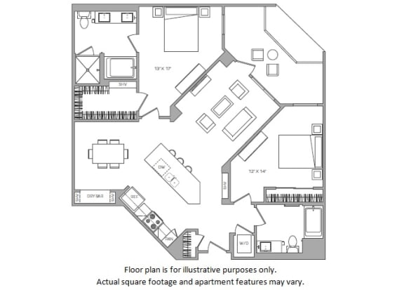 1 Bed K floor plan at Cannery Park by Windsor, CA, 95112
