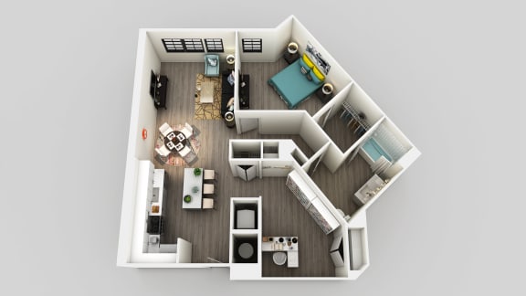 One Bed One Bath Floor Plan at Edison on the Charles by Windsor, Waltham, Massachusetts