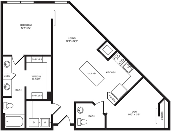 A13D floor plan at Windsor Turtle Creek, 3663 Cedar Springs Rd, 75219