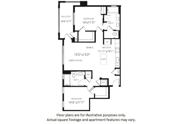 B3 Two Bedroom Two Bath Floor Plan B3 Two Bedroom Two Bath Floor Plan at Blu Harbor by Windsor, California, 94063
