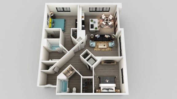 2 bedroom 2 bath Floor Plan at Edison on the Charles, Massachusetts, 02453