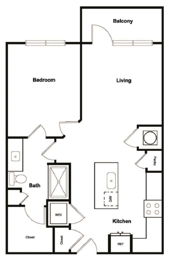 1 Bedroom 1 Bathroom Floor Plan at Elevate West Village, Smyrna