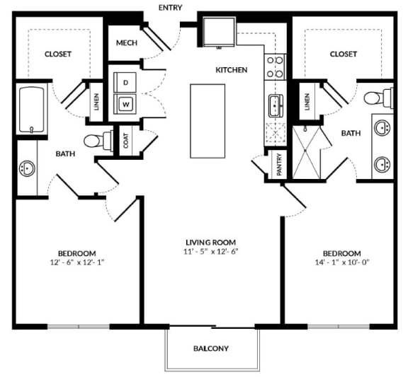 B1 floor plan at Windsor Preston, 7950 Preston Road, 75024