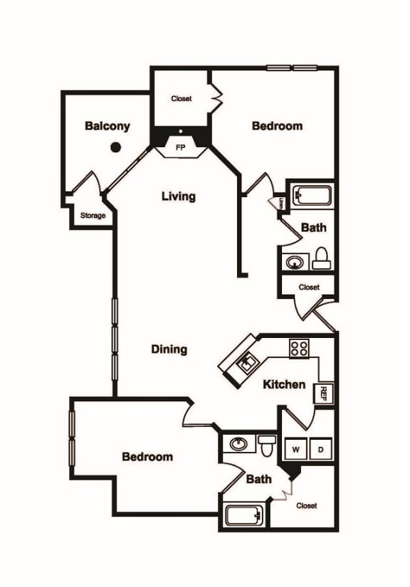 B2 Web Floor Plan at Windsor on White Rock Lake, 9191 Garland Road, 75218