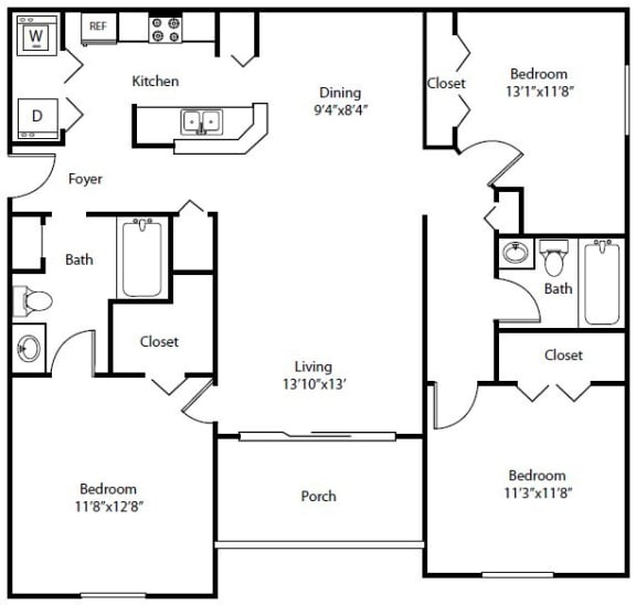 C1 Floor Plan at The Winston by Windsor, Pembroke Pines, FL