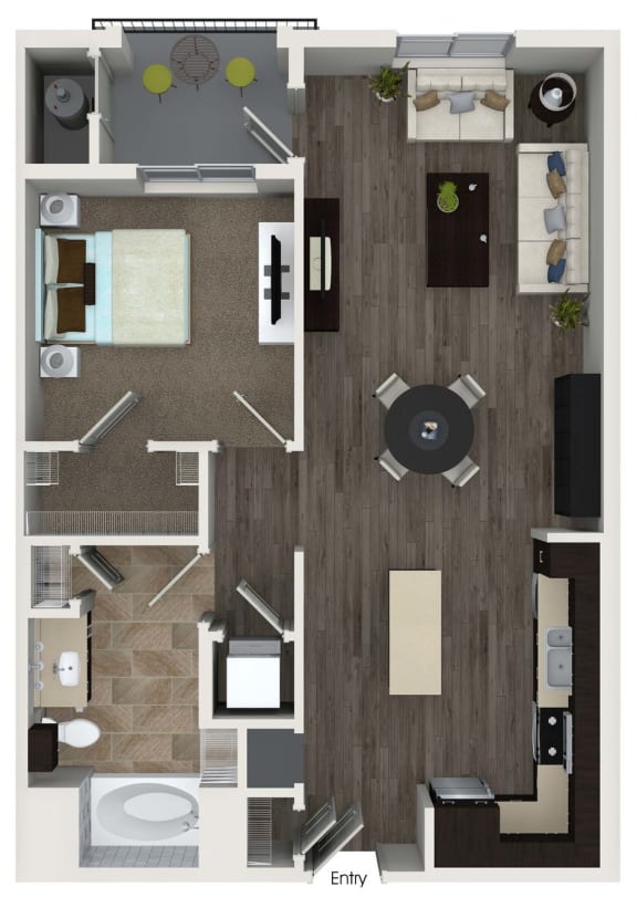 A2a 1 Bed 1 Bath Floor Plan at Valentia by Windsor, California