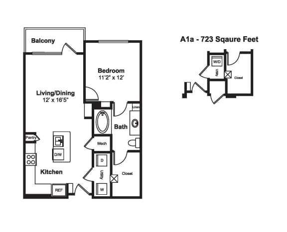 A1 web floor plan at Windsor Fitzhugh, TX, 75206