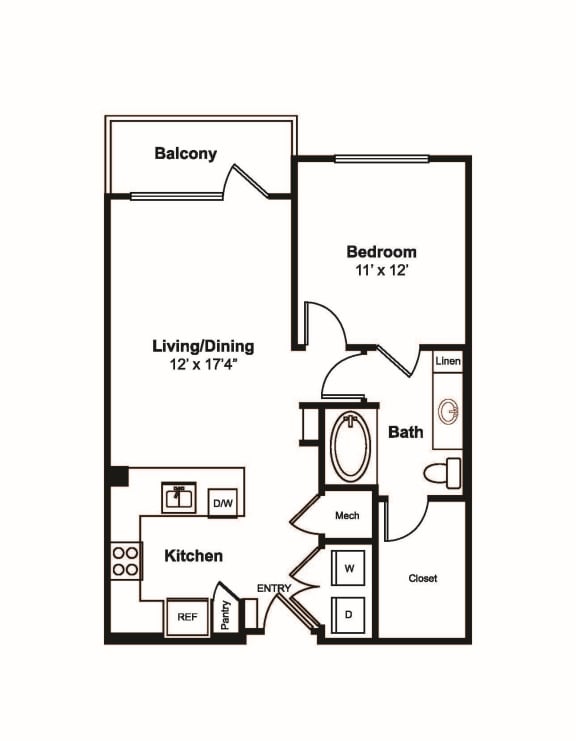 A2 web floor plan at Windsor Fitzhugh, 4926 Mission Avenue, Dallas