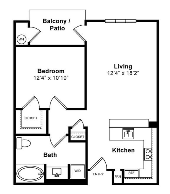One Bedroom Floorplan at Windsor Lofts at Universal City