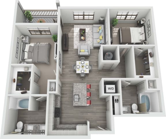 B1 3D Floor Plan at Windsor Sugarloaf, Suwanee, 30024