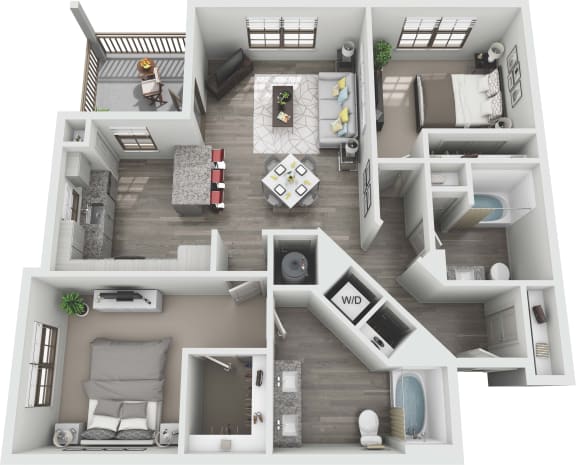 B2 3D Floor Plan at Windsor Sugarloaf, Suwanee, 30024