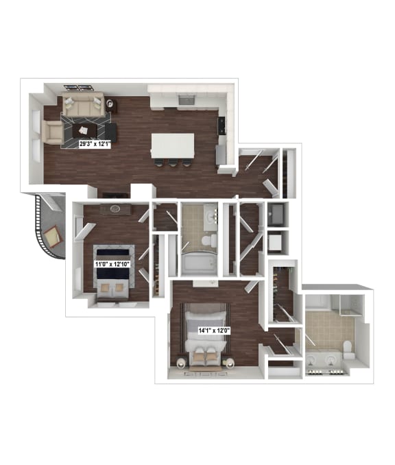 B1(4) floor plan at The Woodley, Washington, DC
