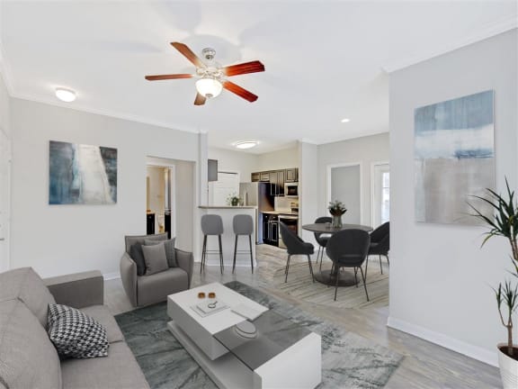 Living Room With Kitchen and Dining View at Stonebrook, Tyler