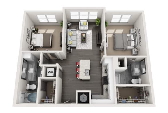 2 Bedrooms A and 2 Bathrooms Floor Plans at Vintage at the Avenue, Tennessee, 37129