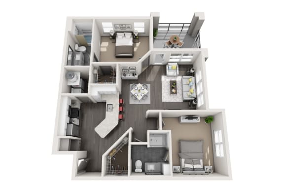 2 Bedrooms B and 2 Bathrooms Floor Plans at Vintage at the Avenue, Murfreesboro, TN, 37129