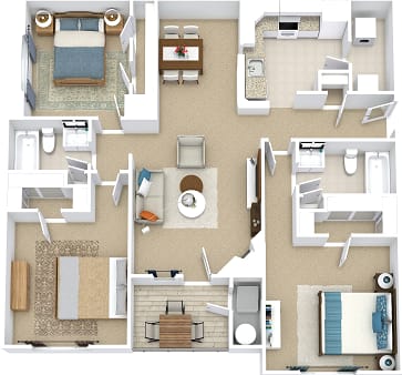 3 bedroom floor plan bridle creek Virginia Beach Apartments