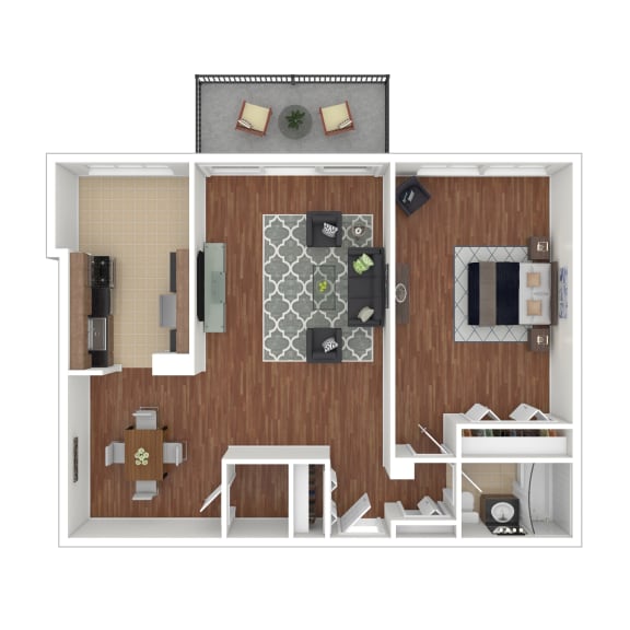 1 Bed Floor Plan at Colesville Towers Apartments, Silver Spring, 20910