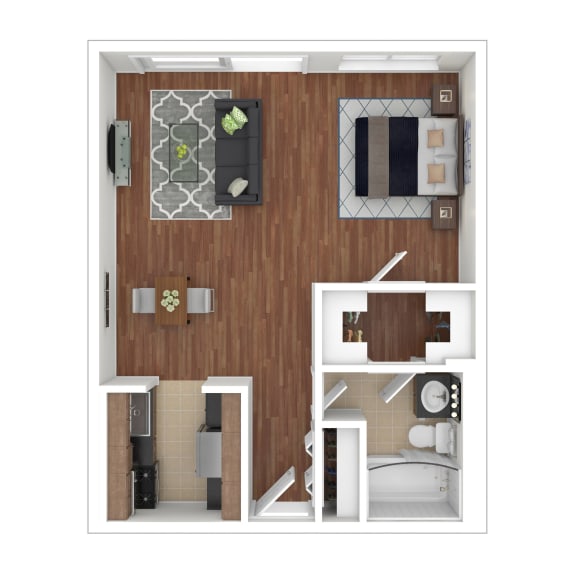Studio Floor Plan at Colesville Towers Apartments, Silver Spring