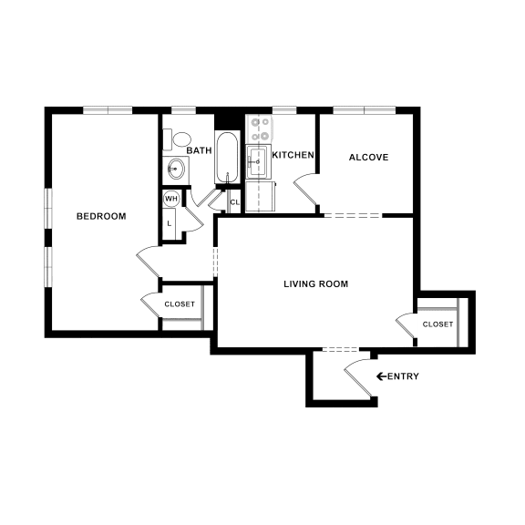 one bedroom floorplan 676 sqft