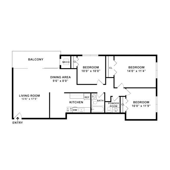 Floor Plan  Grandview 3 BR falls church at GrandView Apartments, Virginia, 22041