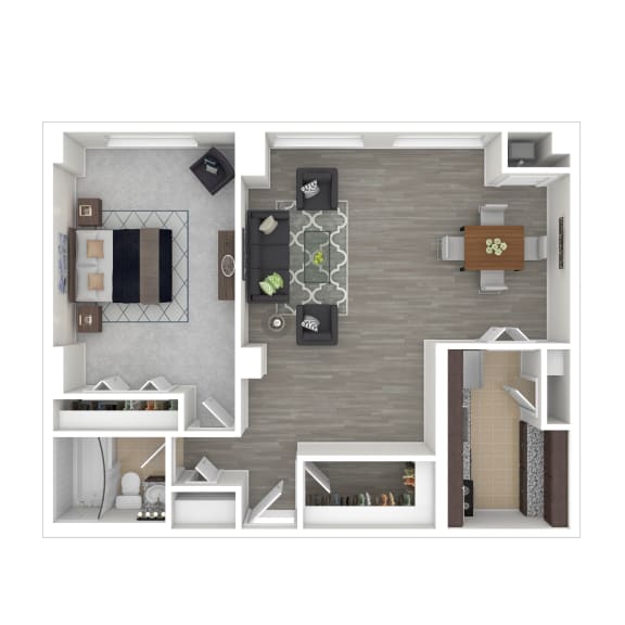 1 Bedroom 1 Bath Floor Plan at Metro 710, Maryland, 20910