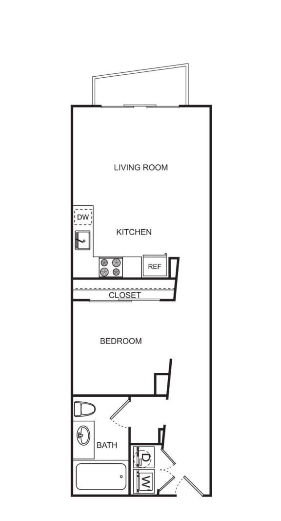 1 bed 1 bath A3 Floor Plan at Optimist Lofts, Georgia, 30324