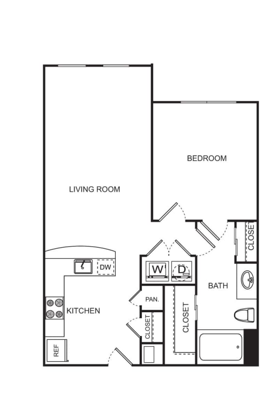 Floor Plan  1 bed 1 bath A5 Floor Plan at Optimist Lofts, Atlanta, GA, 30324