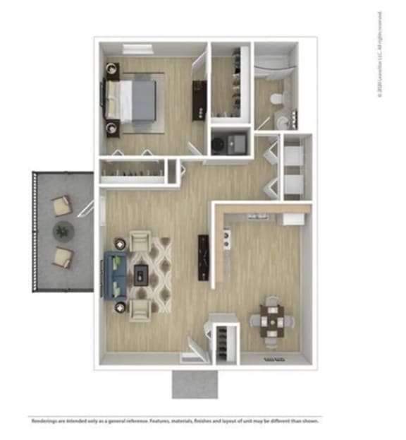 1 bed 1 bath floor plan B at Brookfield Park Apartments, Conyers, GA, 30012