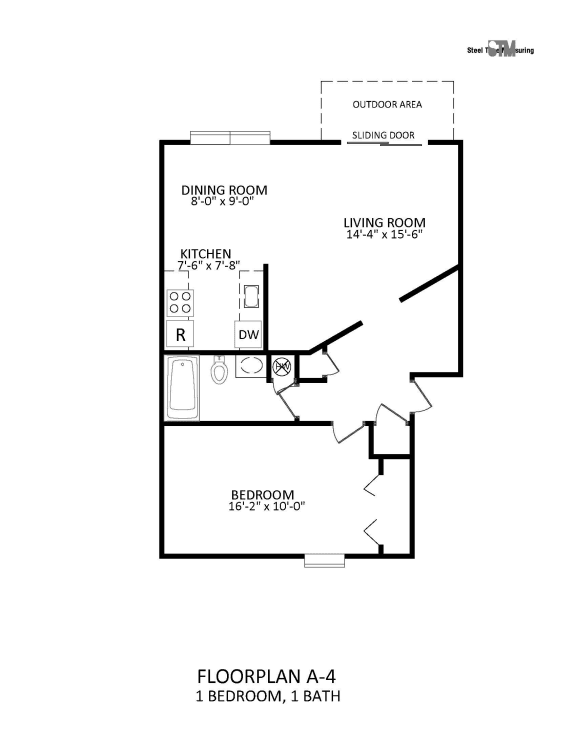 1 bedroom 1 bath Floor Plan at Nova Ridge, North Carolina, 28208
