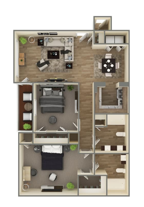 2 bed 2  bath Floor Plan A at The Retreat @ Baywood Apartment Homes by ICER, Morrow, 30260