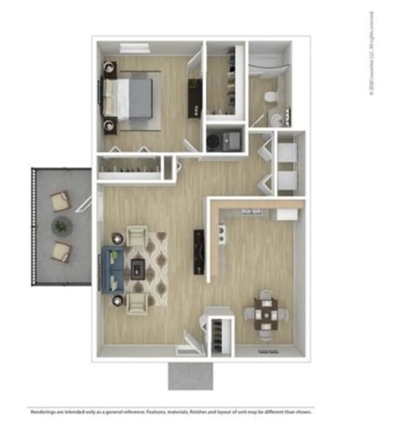 1 bed 1 bath floor plan Cat Brookfield Park Apartments, Conyers, GA, 30012