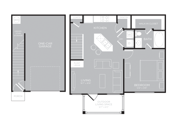 1 bedroom 1 bathroomSYDNEY Floor Plan at Century Travesia, Austin, Texas