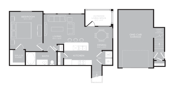 Floor Plan  1 bedroom 1 bathroom TOKYO Floor Plan at Century Travesia, Texas, 78728